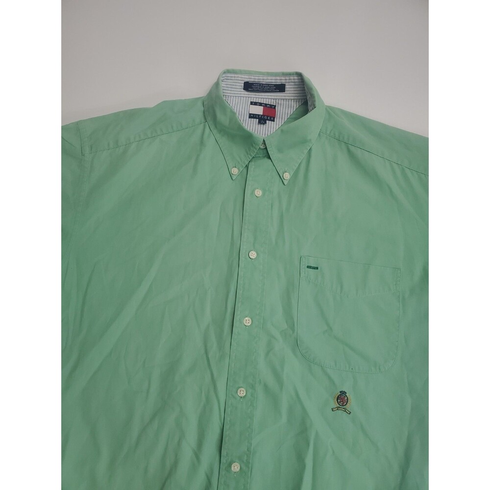 Tommy Hilfiger Men's‎ Short Sleeve Button Casual Shirt, Green, Large